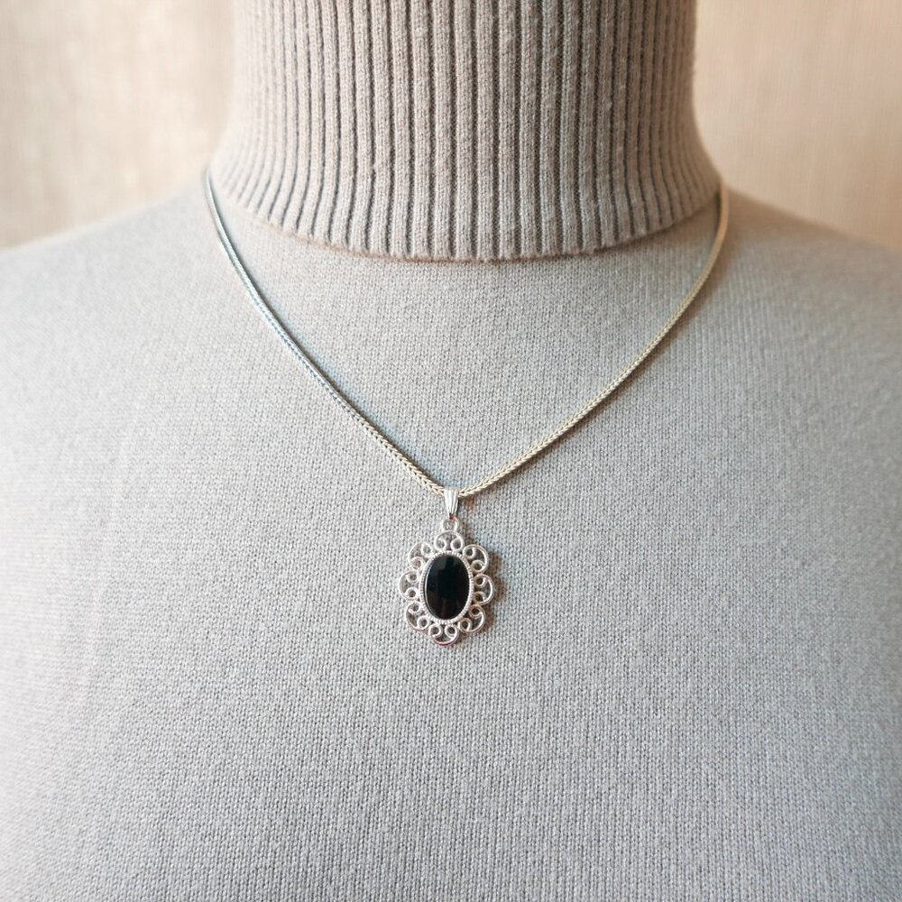 Vintage Sarah Coventry Filigree Pendant on Monet Silver Chain